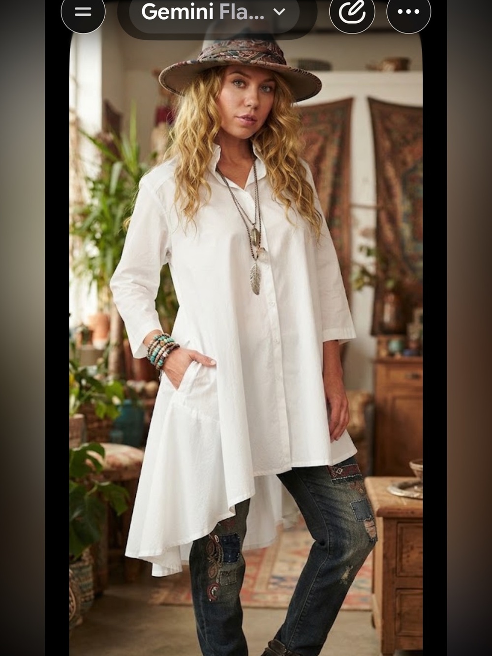 Tulip Hi Low Button Down A-Line Swing Tunic Top Sz S